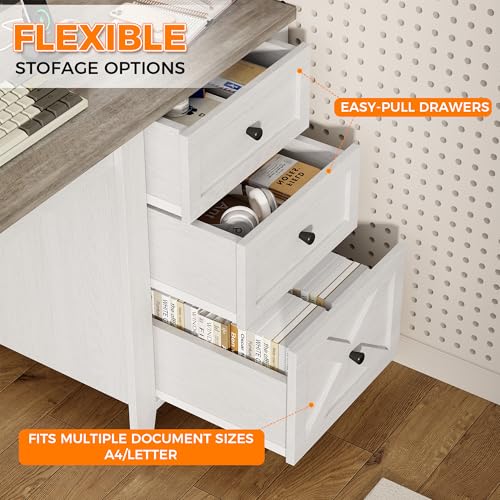 Farmhouse Computer Desk with Power Outlets & LED Light, view 7