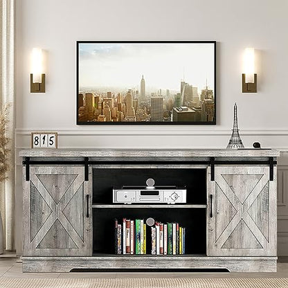 Farmhouse TV Stand, Entertainment Center for 65 Inch TV Media Console Cabinet, view 4