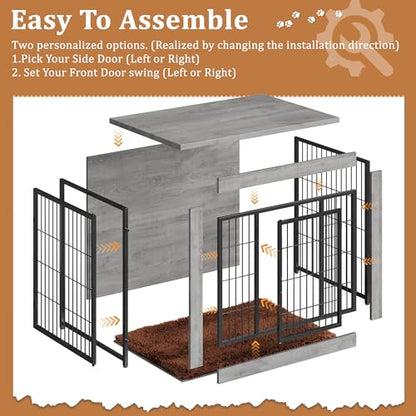 3-in-1 Wooden Dog Crate Furniture, Side Table & Kennel with Cushion, view 6