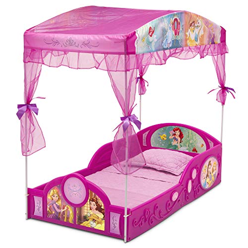 Disney Princess Plastic Sleep and Play Toddler Bed with Canopy, Pink, view 4