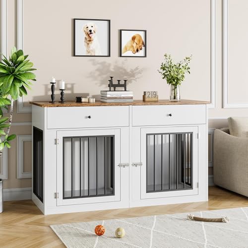 60" Dog Crate Furniture for 2 Dogs, view 8