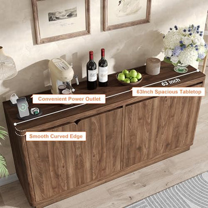 63" Buffet Cabinet with Storage & Power Outlet, view 5