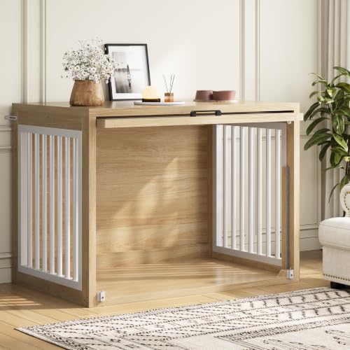 Dog Crate Furniture, 42'' Wooden Dog Kennel for Large Dogs up to 80 lb, view 2
