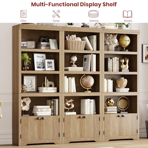 5 Tier Bookshelf, 69'' Tall Farmhouse Bookcase with 2 Doors & Adjustable Shelves, view 5