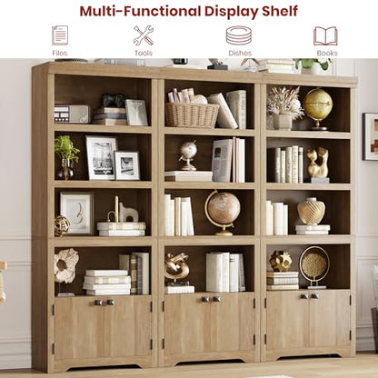 5 Tier Bookshelf, 69'' Tall Farmhouse Bookcase with 2 Doors & Adjustable Shelves, view 5