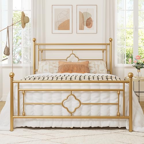 Gold Victorian Metal Queen Bed Frame, view 2
