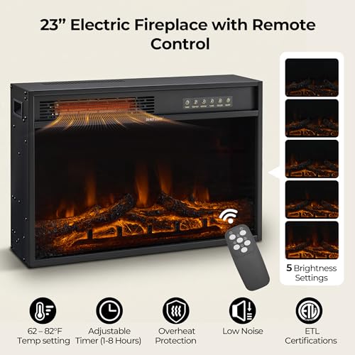 CHITA 70" Fireplace TV Stand with 23" Fireplace for TVs Up to 80", Walnut, view 4
