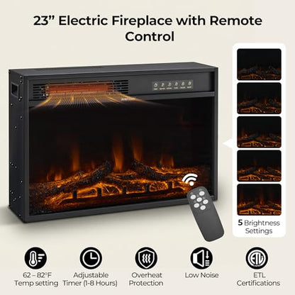 CHITA 70" Fireplace TV Stand with 23" Fireplace for TVs Up to 80", Walnut, view 4