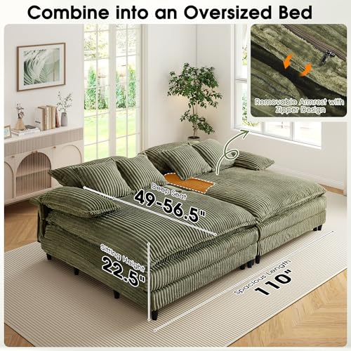 55" W Oversized Chaise Lounge Sofa Couch with 5-Position Adjustable Backrest, view 7