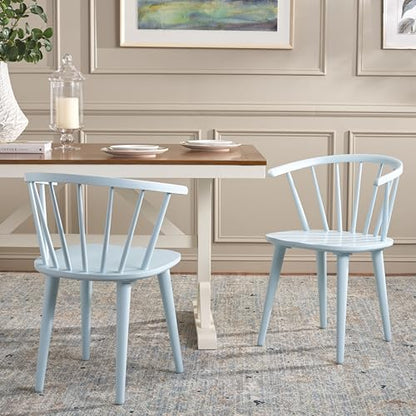 SAFAVIEH Furniture - Blanchard Side Chair Set of 2 - Pale Blue - Solid Wood - Modern Clean-Line Design - Ideal for Dining Room, Kitchen, Living Room, 17.9" Seat Height (AMH8512G-SET2)