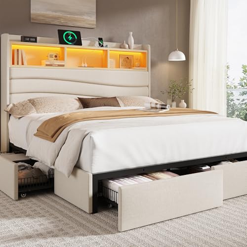 King Size Bed Frame with 6 Storage Drawers, view 2