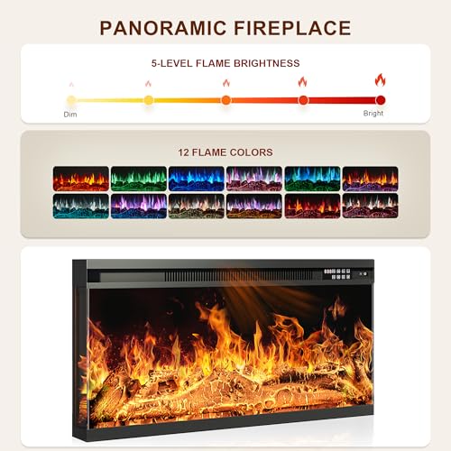 70" Fireplace TV Stand, 3-Sided Glass Fireplace and Modern Entertainment Center, view 6