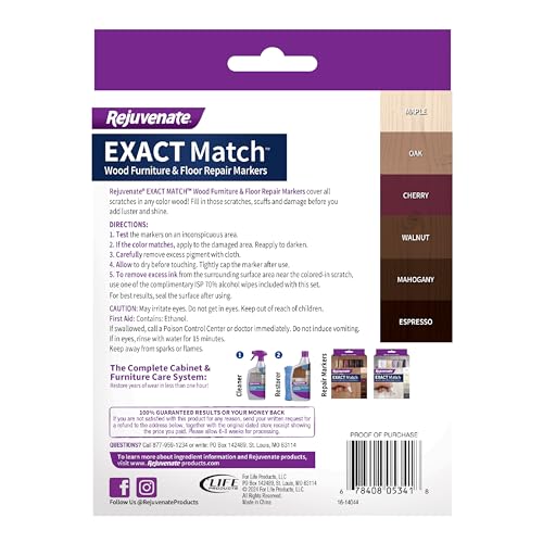 Exact Match Wood Furniture & Floor Repair Markers, 6 Count, Brown Markers Cover All Scratches, Scuffs And Damage To Wood Furniture And Flooring