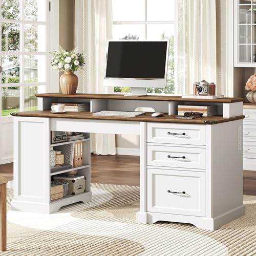 55'' Farmhouse Executive Desk with Drawers, view 2