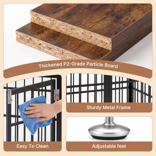 Dog Crate Furniture 42 Inch Indoor Crate for Large Dog Wooden Kennel, view 7