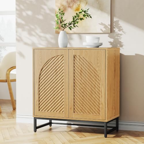 Modern Arched Sideboard Buffet Cabinet with Storage, Natural, view 2