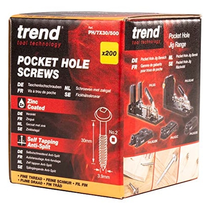 Pocket Hole Screws for Hardwoods, 1 1/4 Inch Long, Pack of 500, Fine Self-Cutting Threaded Square Drive Screws, PH/7X30/500
