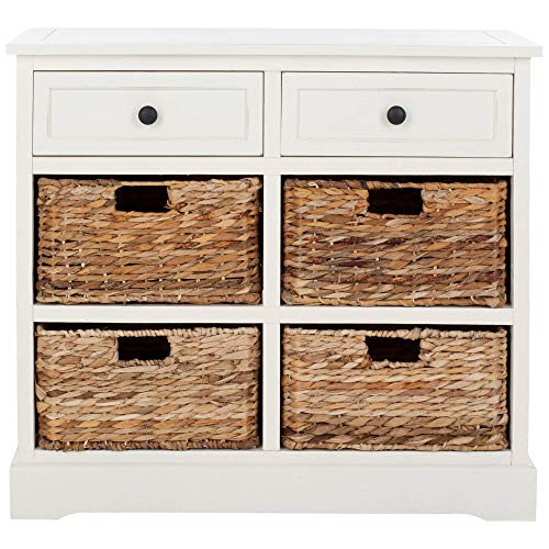 SAFAVIEH Furniture - Herman 2-Drawer Storage Unit - Distressed Cream - Solid Wood - Classic Storage Design - Ideal for Living Room, Entryway, 29" W x 13" D x 27.5" H - Fully Assembled (AMH5702C)