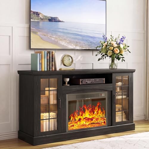 58" Farmhouse Fireplace TV Stand with 23" Electric Fireplace, view 2