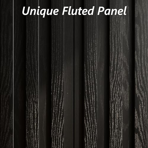 Fluted Buffet Cabinet with Storage, Small Accent Cabinet, Black, view 6