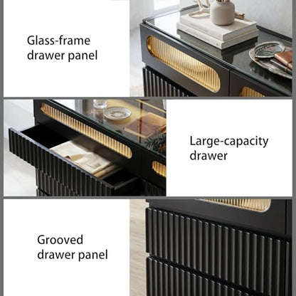 Fluted 8 Drawer Dresser,Modern Chest of Drawers,Black, view 6
