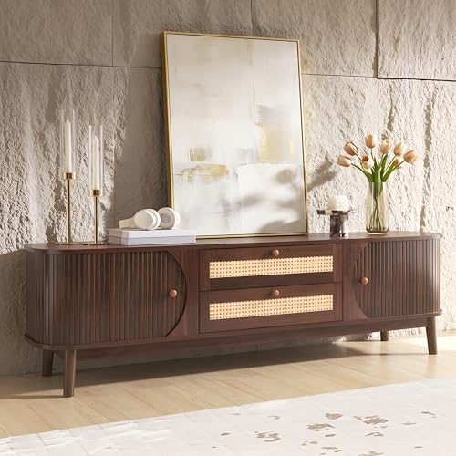 Modern Fluted TV Stand for 75" TVs, Mid-Century Entertainment Center, view 2