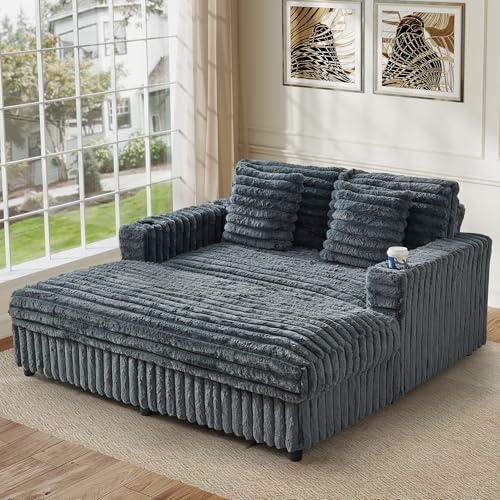 60.43'' Oversized Chaise Lounge Chair Indoor, Grey, view 4