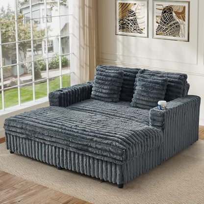 60.43'' Oversized Chaise Lounge Chair Indoor, Grey, view 4