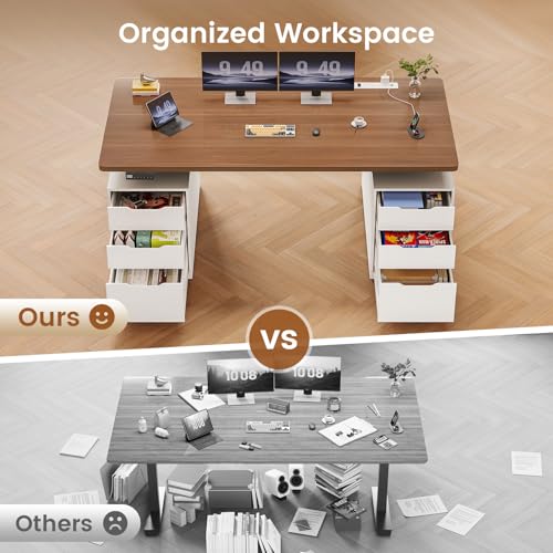 55" Electric Standing Desk with 6 Drawers, Adjustable Stand up Desk with Storage, view 6