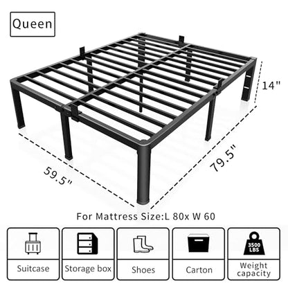 14 Inch Queen Bed Frame with Rounded Corner & 4 Mattress Baffles, view 4