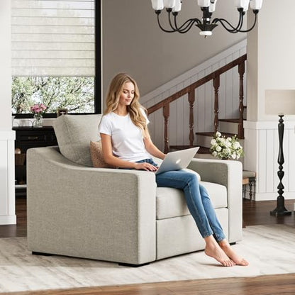 47" W Oversized Accent Chair, Comfy Upholstered Sofa Chair with Large Seat and Wide Armrest, Pet-Friendly Modern Lounge Armchair for Living Room/Apartment/Bedroom, Premium Linen, Oatmeal
