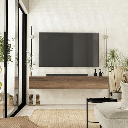 Walnut Floating TV Stand for 65–80 Inch TV, view 7
