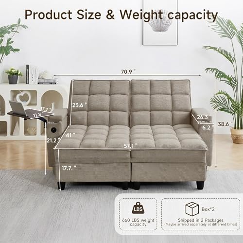 70.9" Chaise Lounge Chair Indoor, Oversized Boucle Upholstered Sofa Bed, view 4