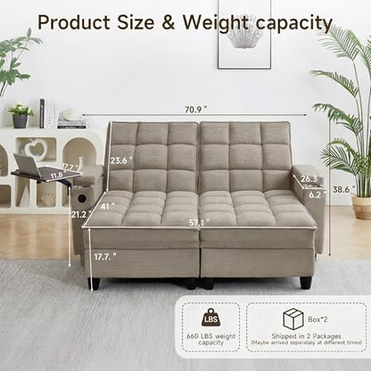 70.9" Chaise Lounge Chair Indoor, Oversized Boucle Upholstered Sofa Bed, view 4