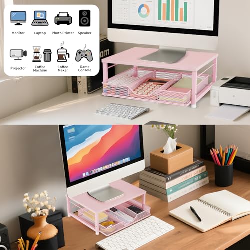 Small Pink Laptop Stand for Desk, Monitor Stand, Office Desk Accessories, view 5