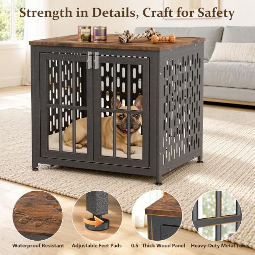 Heavy Duty Dog Crate Furniture 26 inch for Small Dogs, Aged Black, view 4