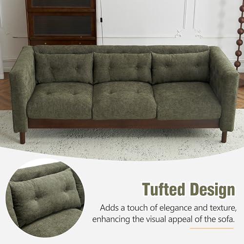78" Linen Like Tufted Chaise Lounge, Modern Sofa with Solid Wooden Legs, view 6