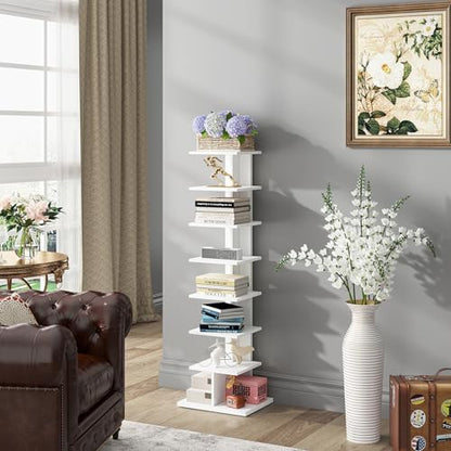 Book Shelf, Narrow Spine Bookshelf, 8-Tier Bookcase for Small Space, view 5