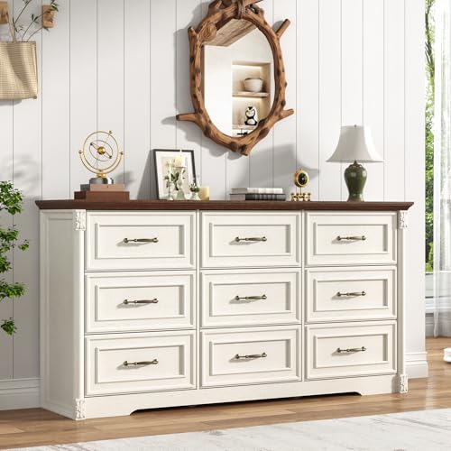 Farmhouse Wood 9 Drawer Dresser for Bedroom, view 2