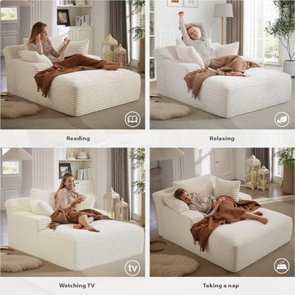 Oversized Boneless Sofa Bed in Beige, view 4