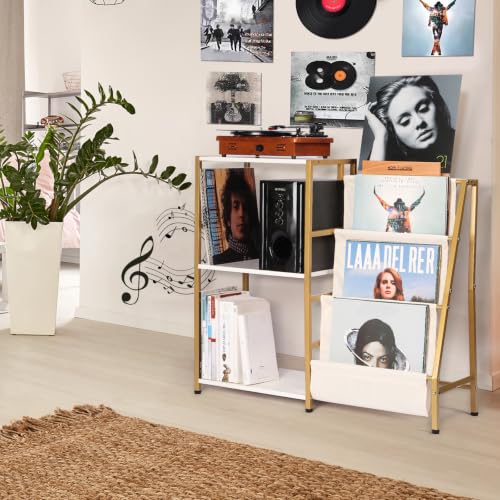 Stand for Record Player, 3 Tier Vinyl Record Storage with Now Playing Holder, view 3
