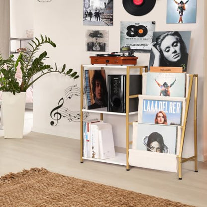 Stand for Record Player, 3 Tier Vinyl Record Storage with Now Playing Holder, view 3