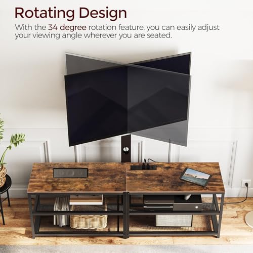 59" TV Stand with Mount and 4 Power Outlets, Entertainment Center Media Console, Swivel TV Stand Mount up to 75 inch TVs, Height Adjustable, Metal Frame for Living Room, Bedroom TVHR35E01V