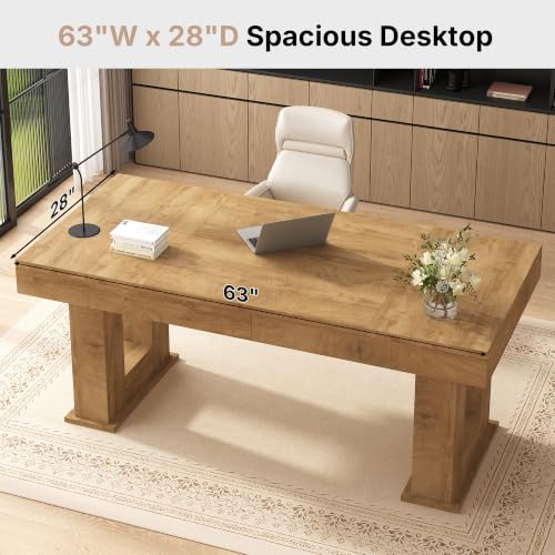 63 inch Rectangular Executive Desk with Spacious Desktop, view 6