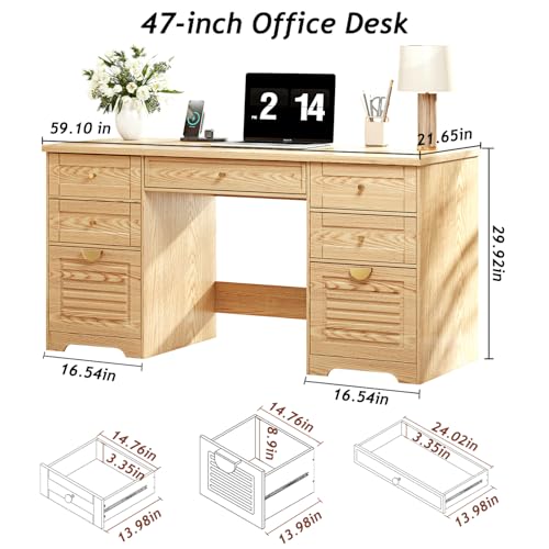 59" Home Office Desks, Executive Desk, view 3