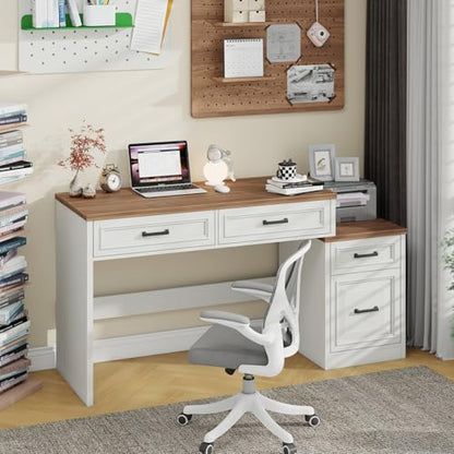 61" Farmhouse Computer Desk with Storage and File Drawer, view 5