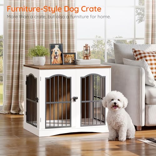 26.8" Wooden Dog Crate Furniture, Heavy Duty Dog Crate Indoor with 3 Doors, view 6