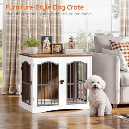 26.8" Wooden Dog Crate Furniture, Heavy Duty Dog Crate Indoor with 3 Doors, view 6