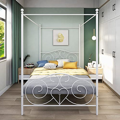 Canopy Full Bed Frame Platform Heavy Duty Steel Slat and Support with Headboard, view 4