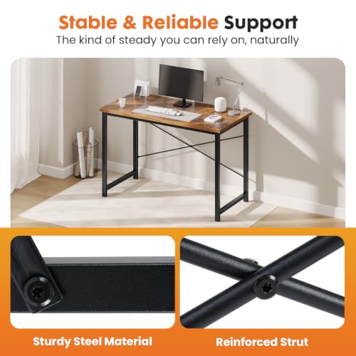 47-Inch Computer Desk for Bedroom, Brown, view 6